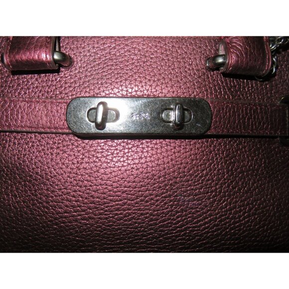 Coach Swagger 27 Cherry Metallic Pebble Leather Double Handle Satchel 36497 - Picture 9 of 15